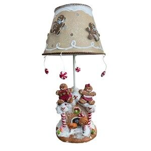 Gingerbread House Tea Light Candle Holder Tin Shade And Candle 10" Ceramic